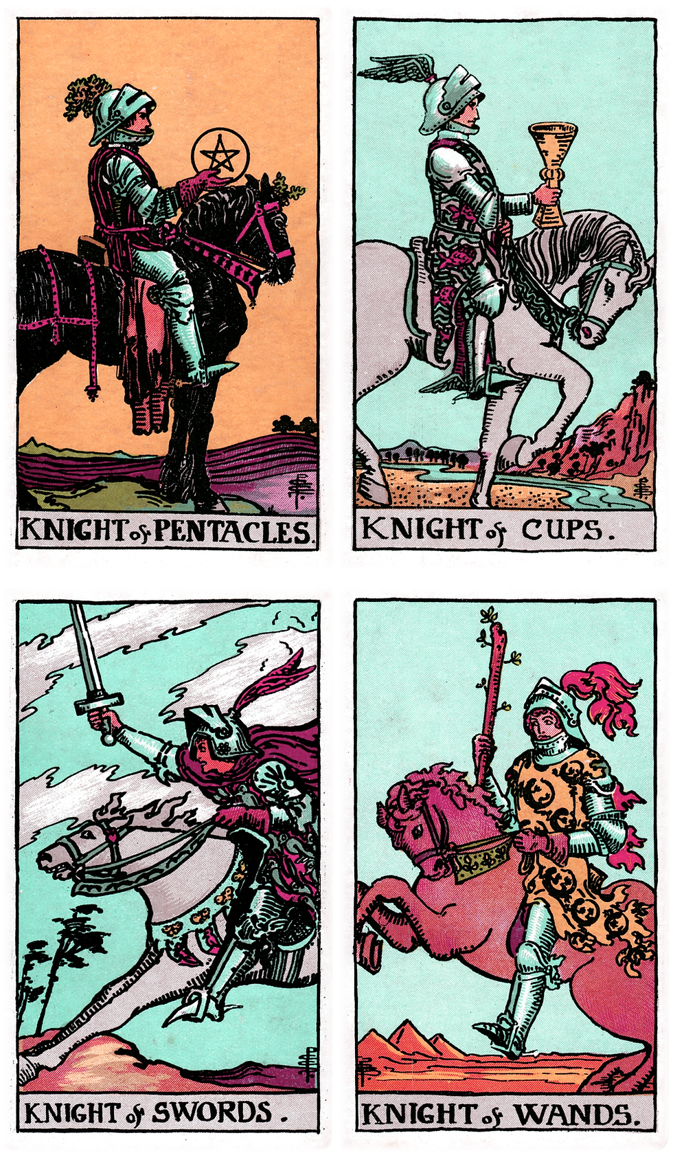 Illustration representing the Knights tarot concept