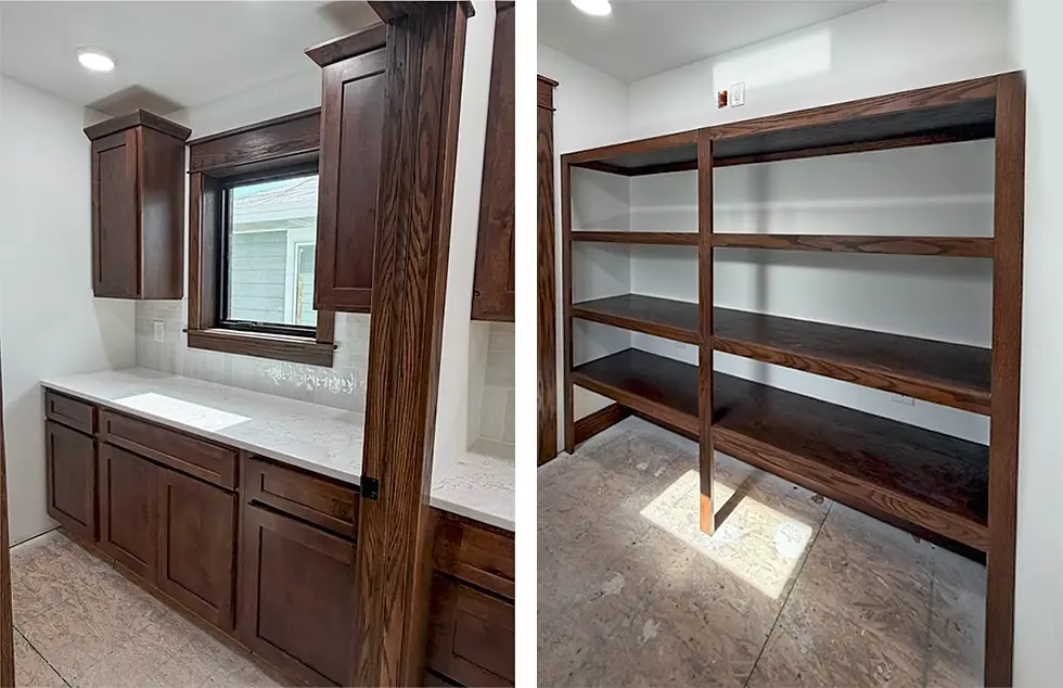This was taken from another house. Your trim will be Alder, your tile will be different and your window will be white. your wood will be Brown Sepia. This gives you an idea of the layout.