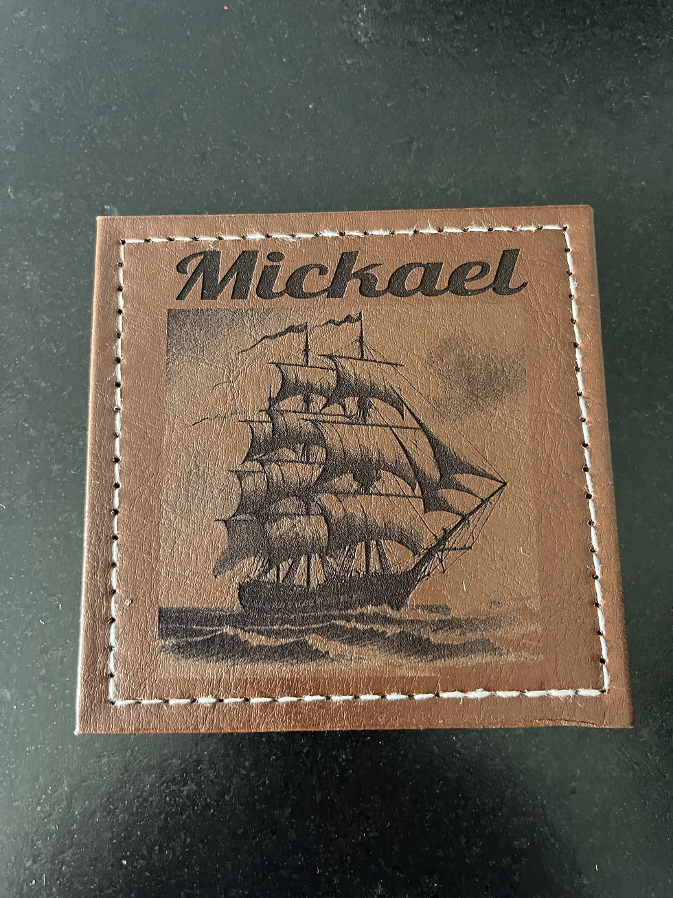 Miniature : Sous-Verres apparence Cuir Brun Personnalisés