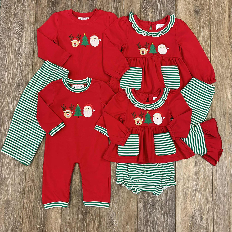Thumbnail: Red Christmas Trio Boy Romper