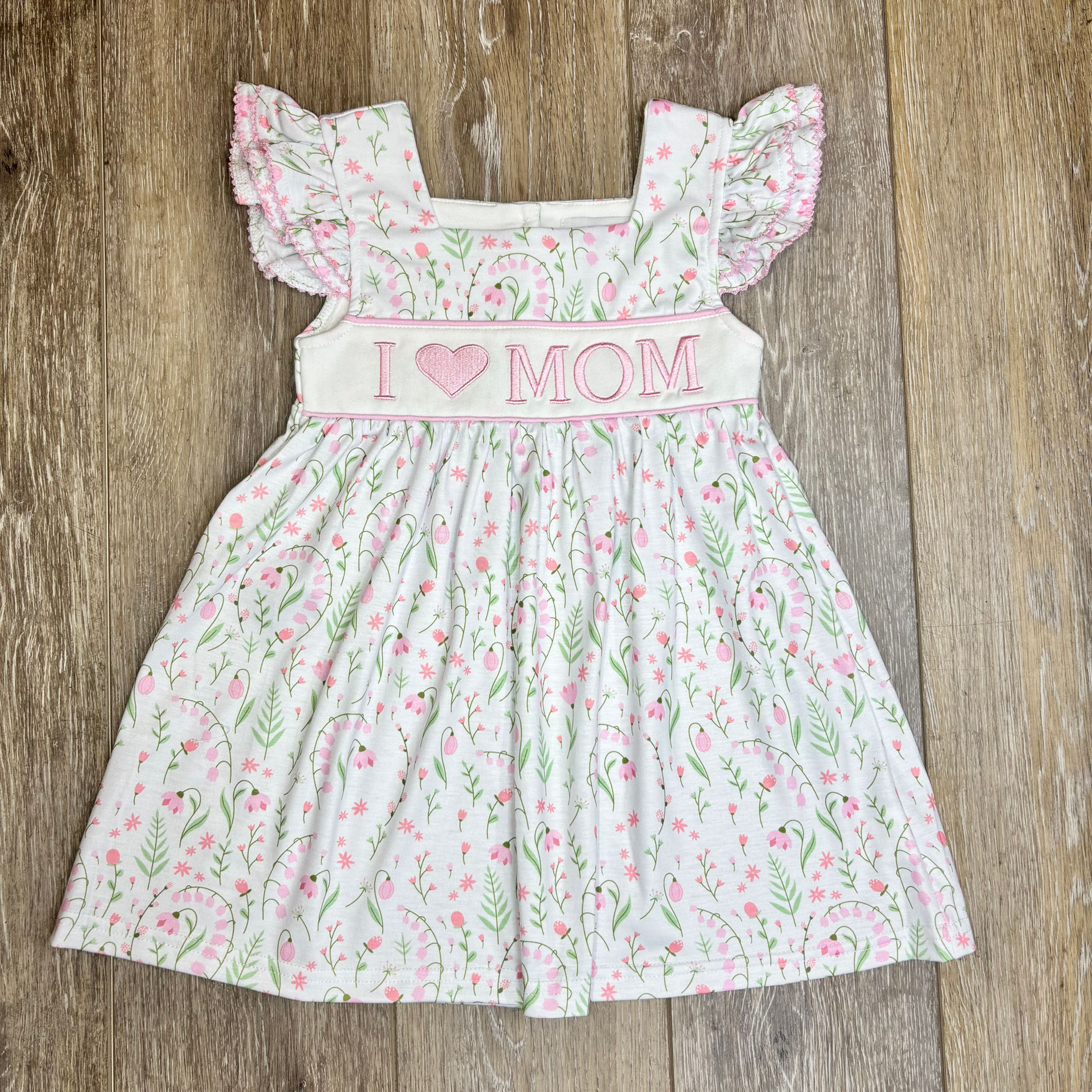 I Love Mom White Floral Dress