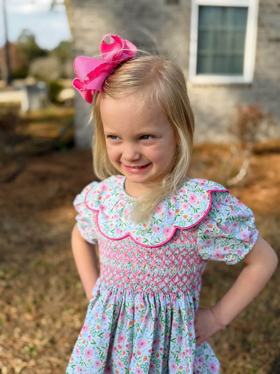 Thumbnail: Echinacea & Sage Floral Smocked Bloomer Set