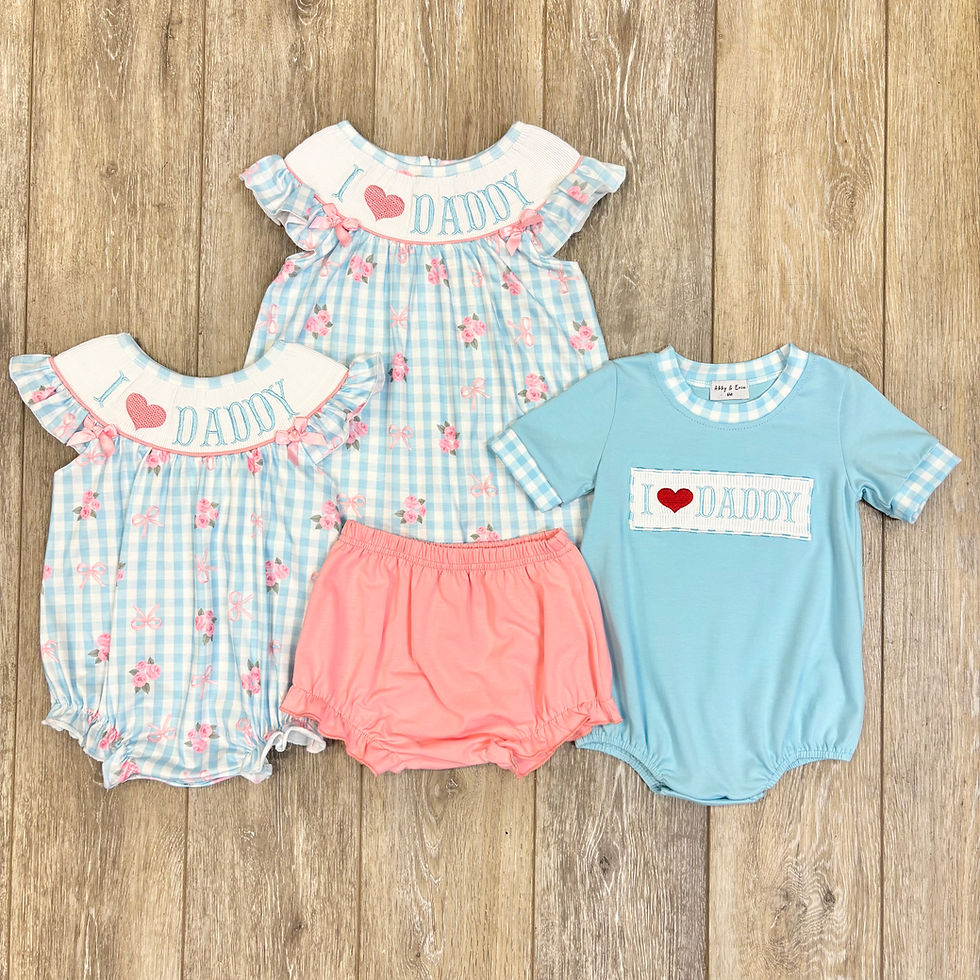 Thumbnail: Blue Floral Smocked I Love Daddy Girl Bubble