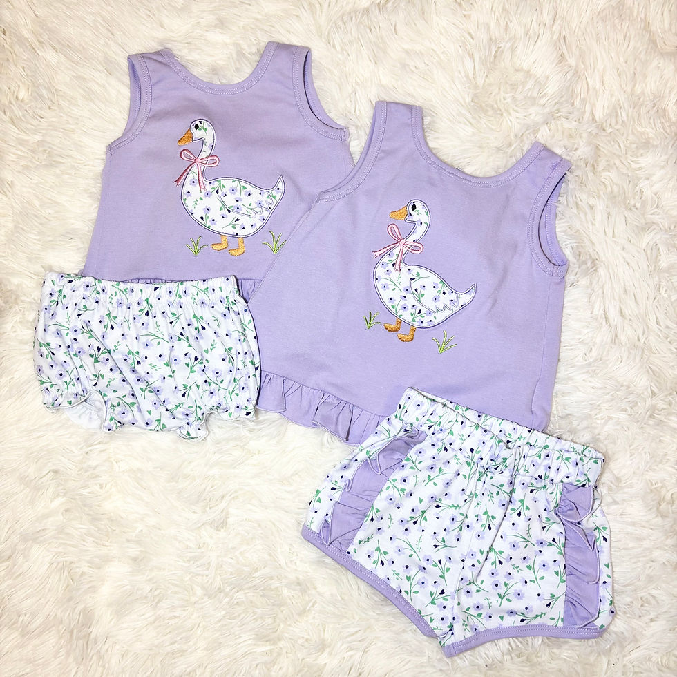 Thumbnail: Purple Floral Goose Bloomer Set