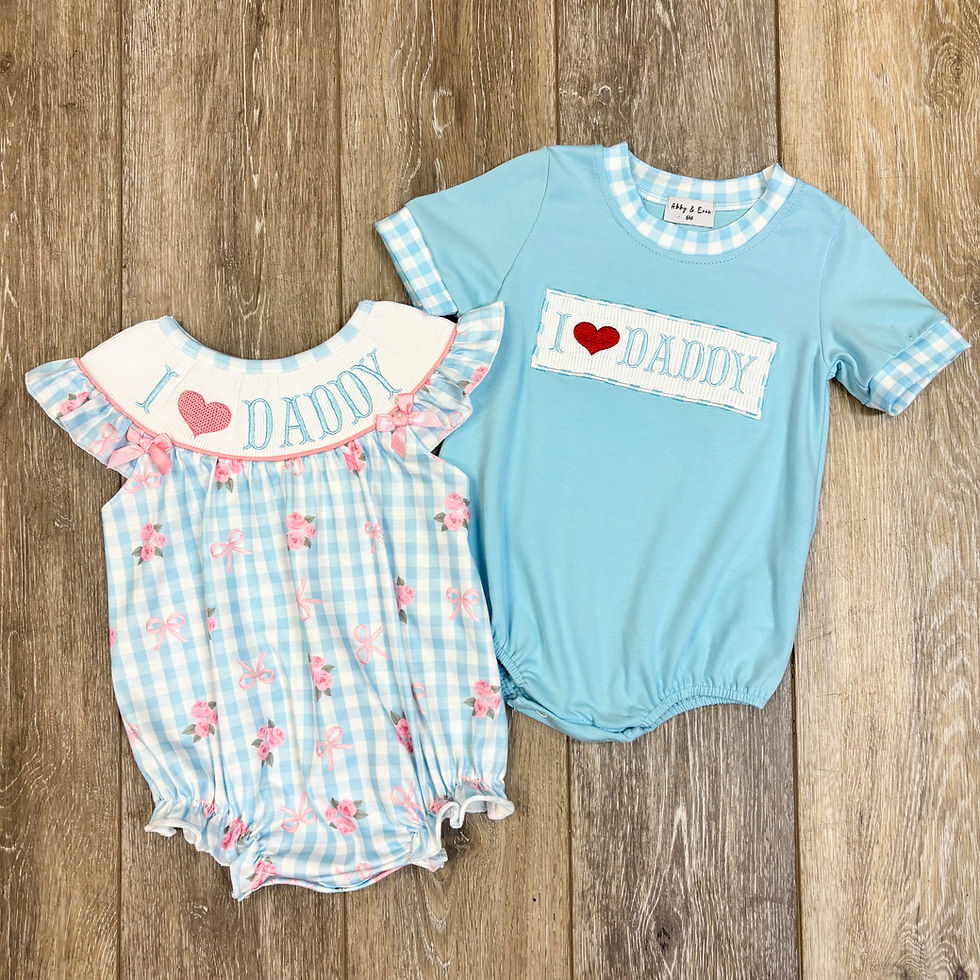 Thumbnail: Blue Floral Smocked I Love Daddy Girl Bubble