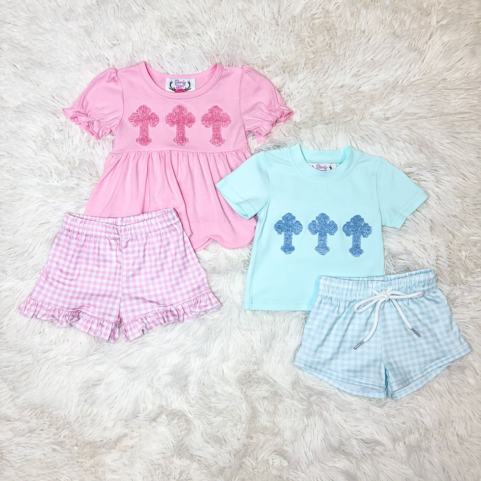 Thumbnail: Blue French Knot Cross Trio Set