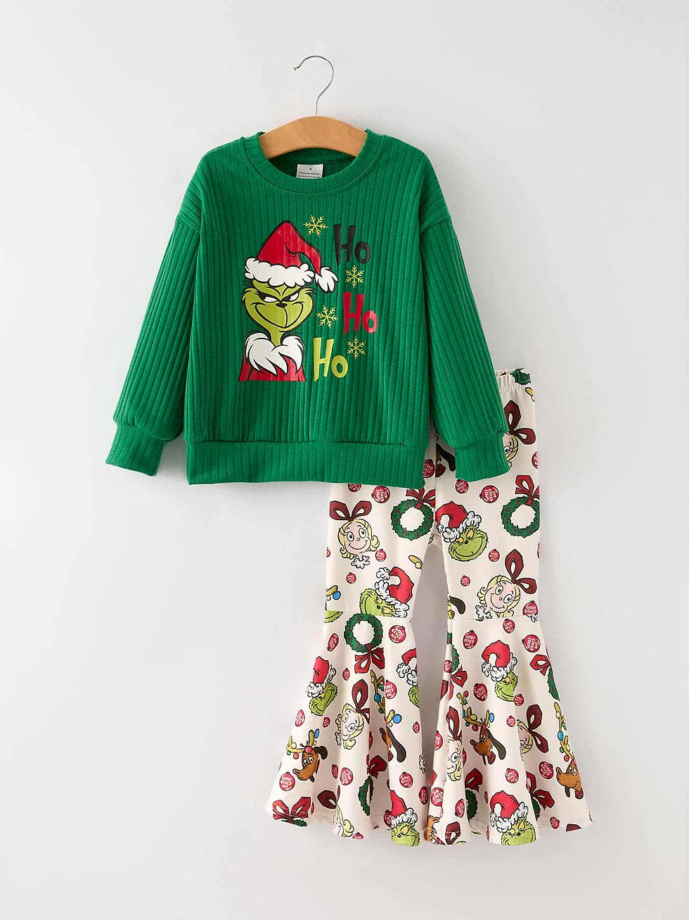 Thumbnail: Grinch Ho Ho Ho Bell Bottoms Set