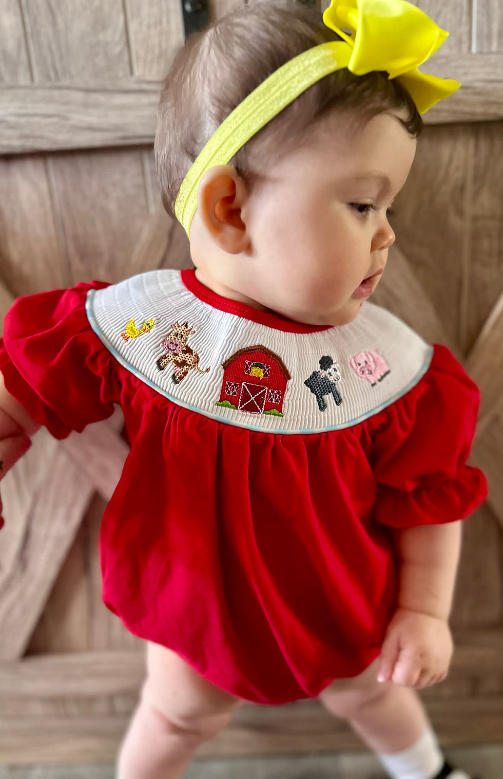 Thumbnail: Smocked Red Farm Girl Bubble