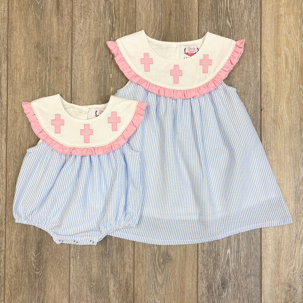 Thumbnail: Seersucker Cross Trio Girl Bubble