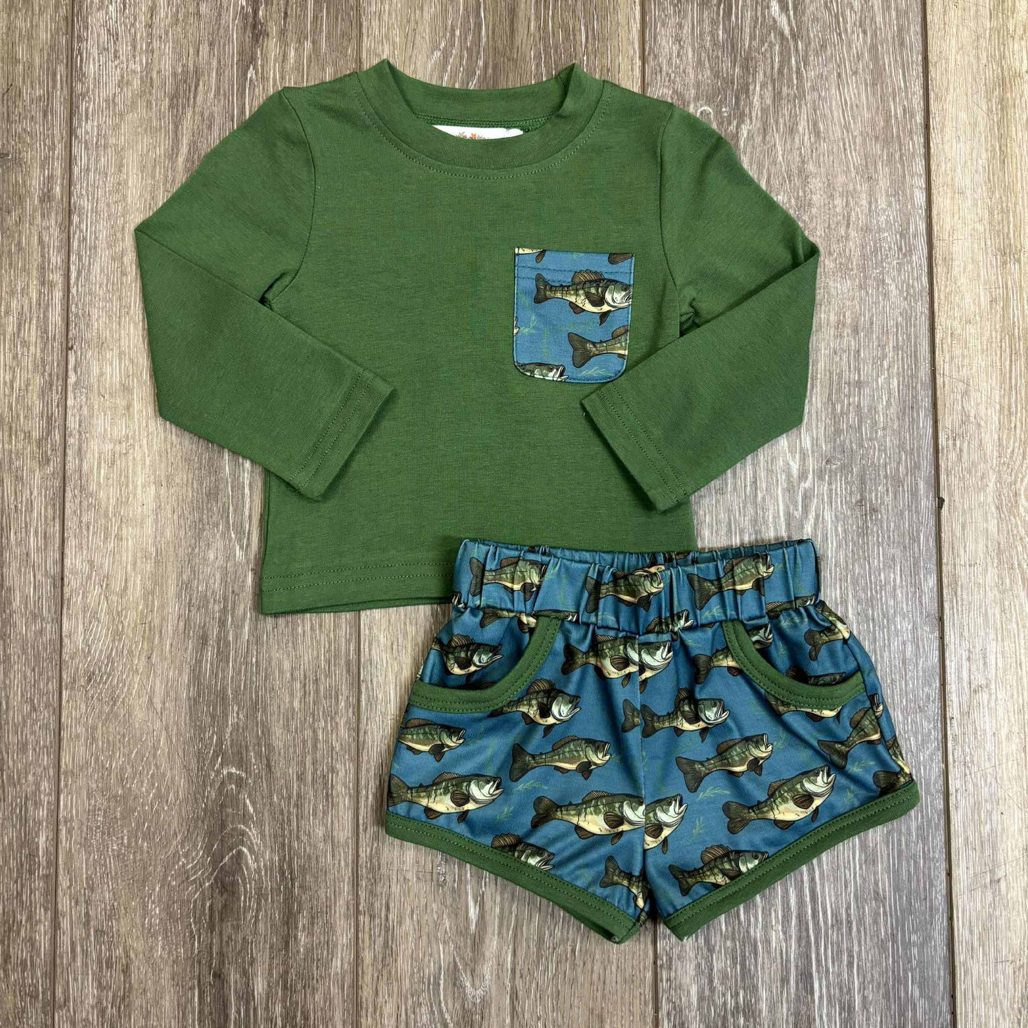 Green Bass Fish Boy Set
