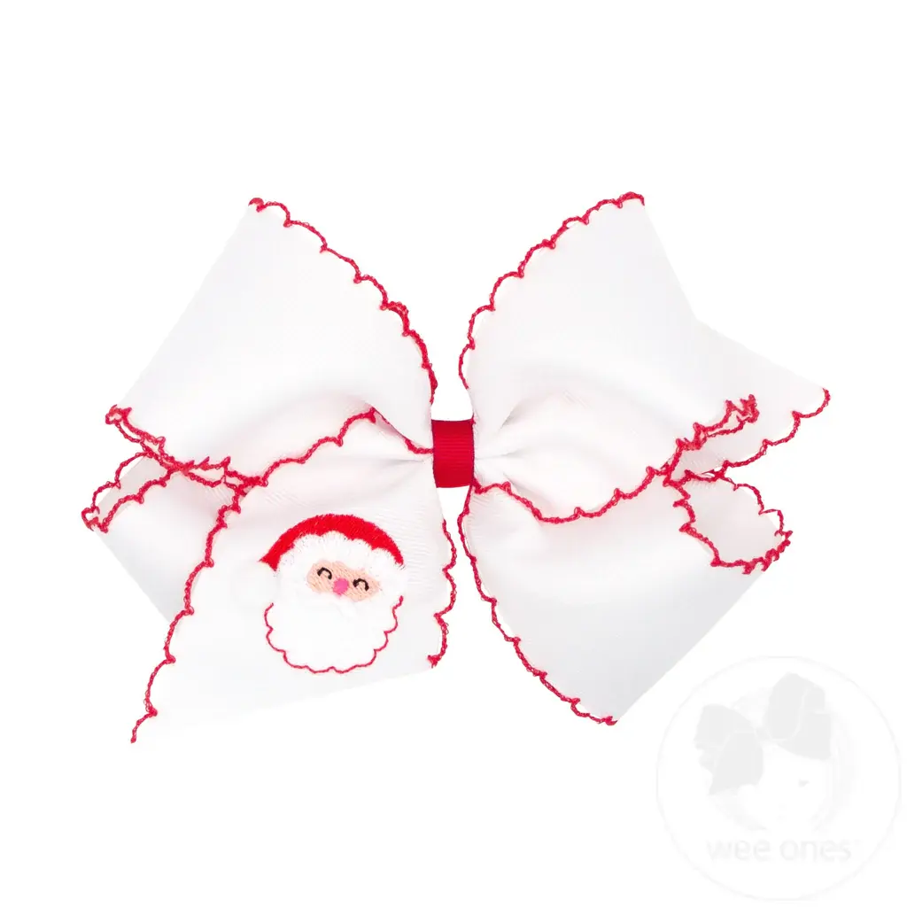 White & Red Santa Wee Ones Bow