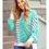 Thumbnail: Pink & Teal Color Block Exposed Seam Side Slit Plus Size Sweatshirt
