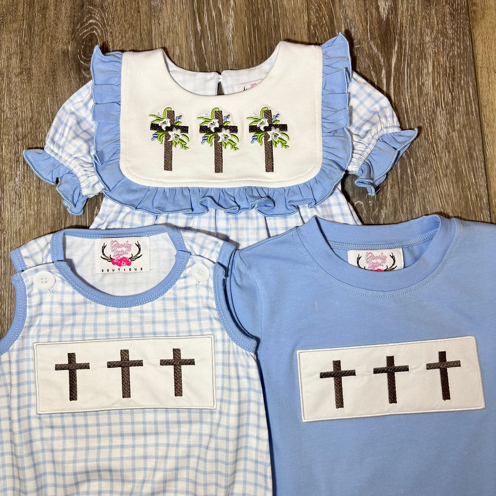 Thumbnail: Blue Plaid Cross Trio Girl Set