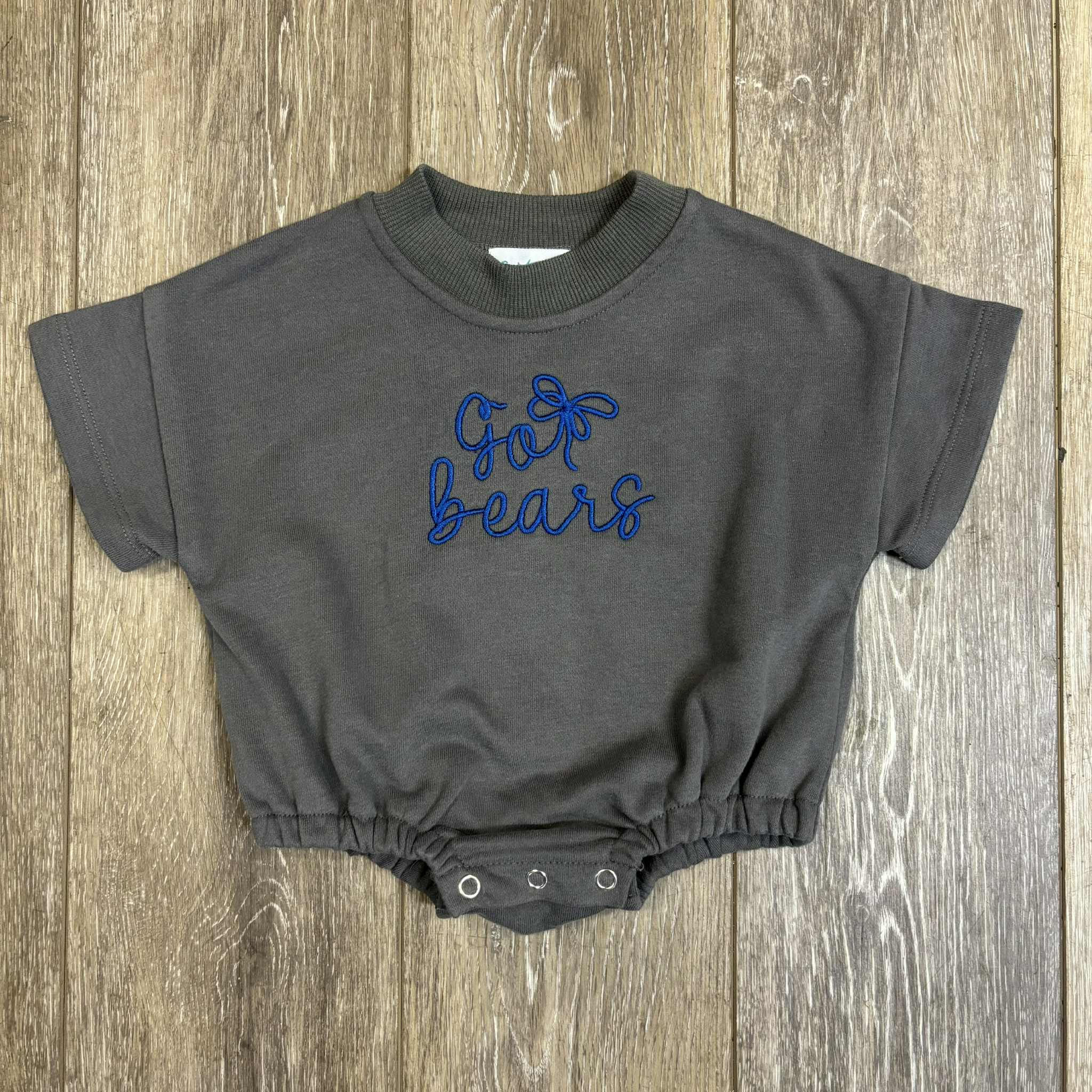Embroidered "Go Bears" Bow Bubble