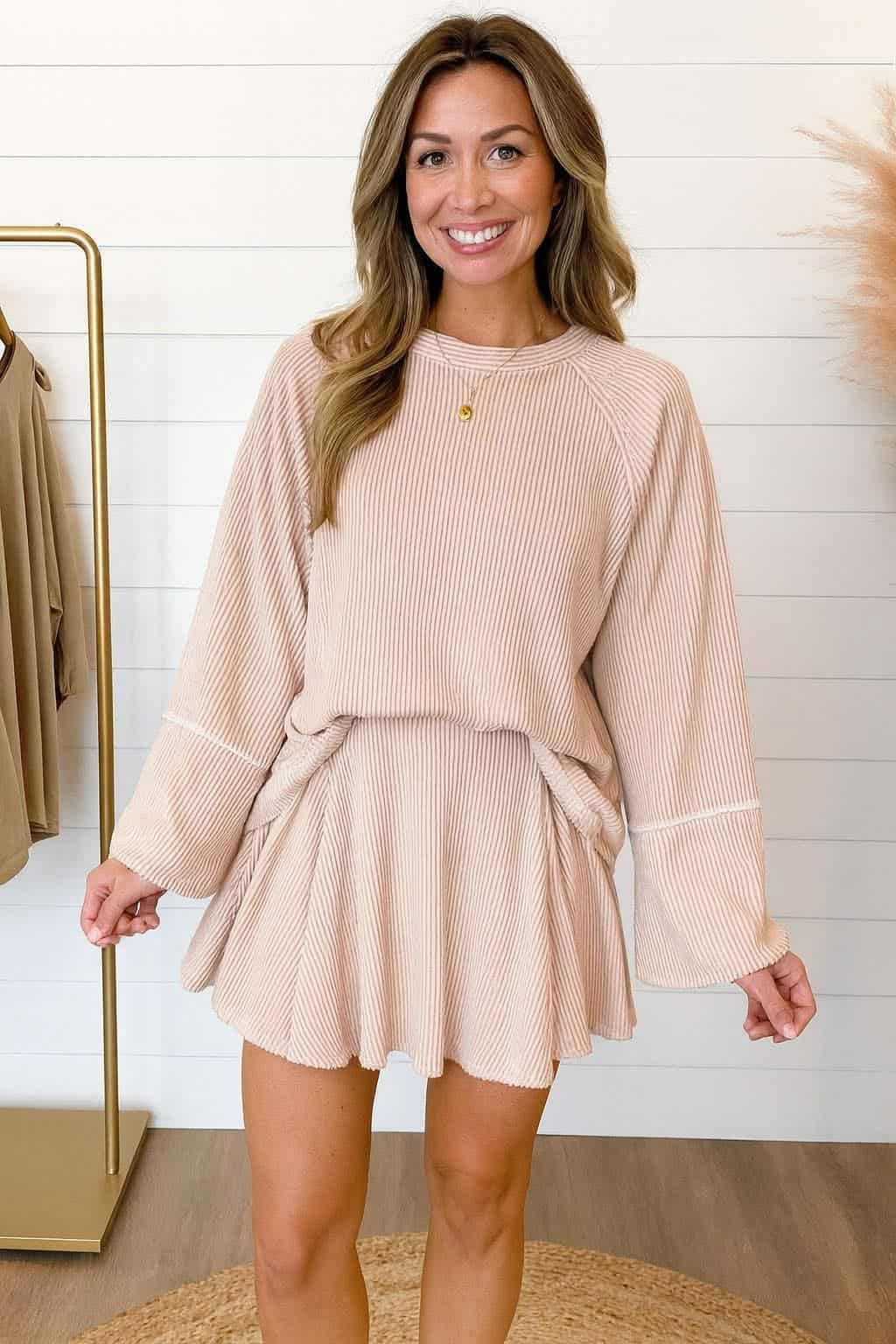 Totally Neutral Ribbed Skort Set