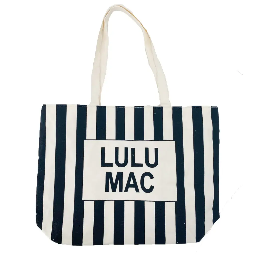 Lulu Mac Canvas Tote - Black/White Stripe