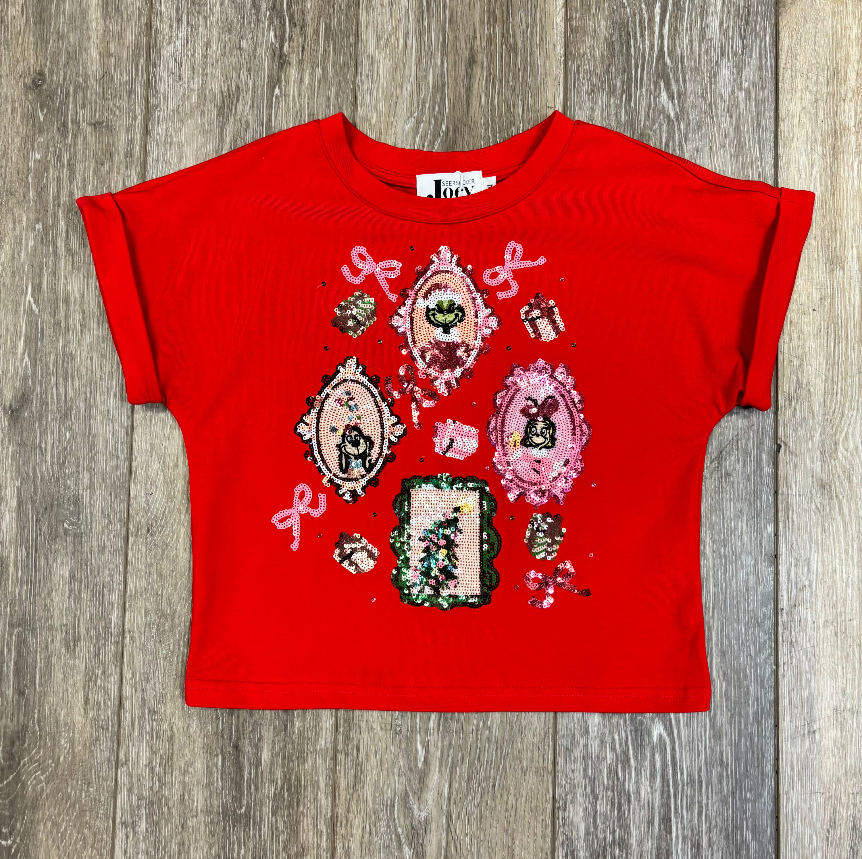 Red Sequin Grinch Top