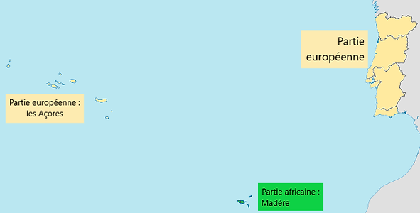 Le Portugal transcontinental : 2 parties en Europe et 1 partie en Afrique