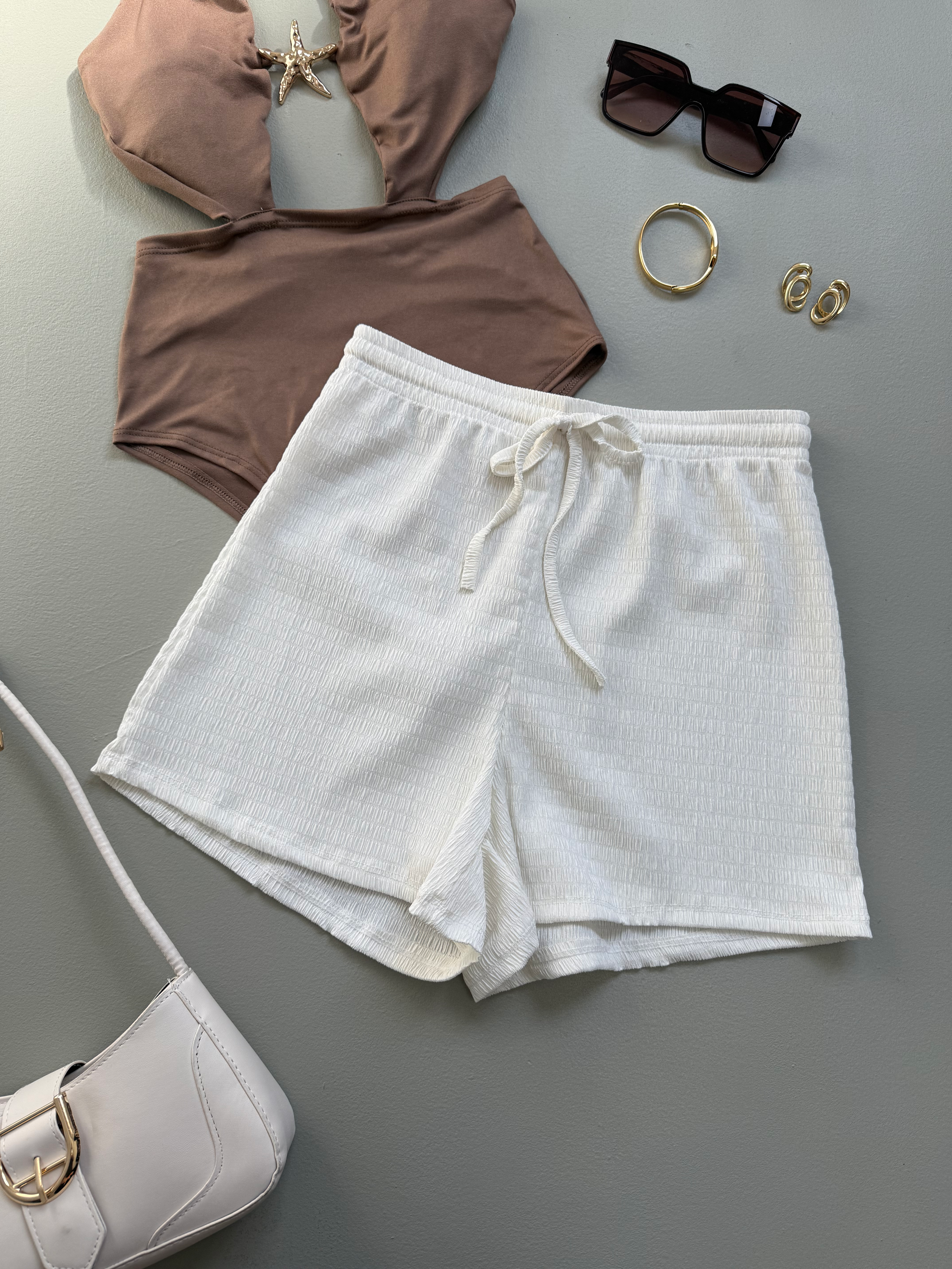 Short  crep hawai cintura elastico