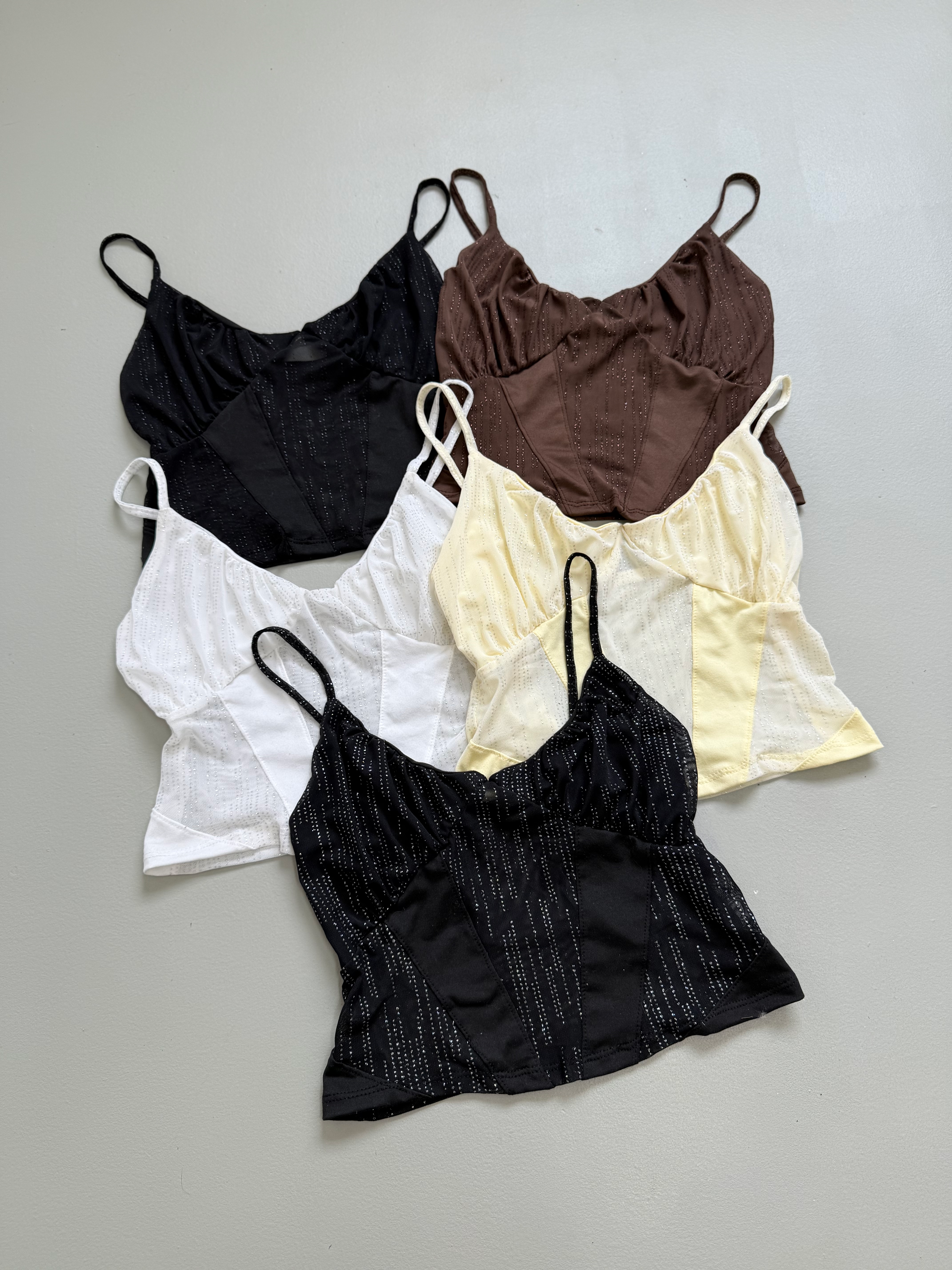 Top corset recortes tul strass 