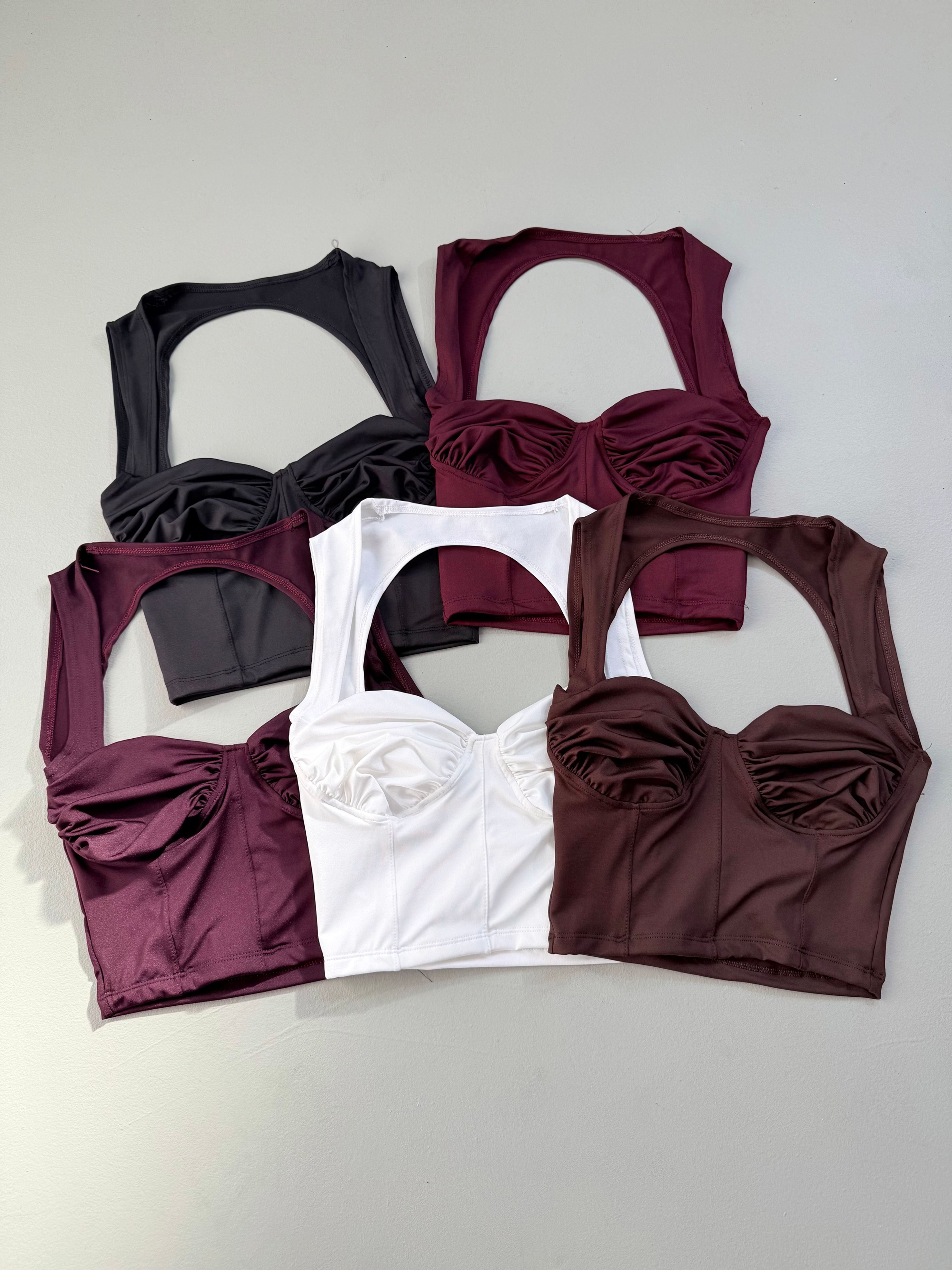 Top corset fruncido microfibra