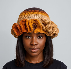 Brown/Orange Ruffle Crochet Hat