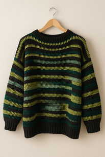 Green striped crochet sweater
