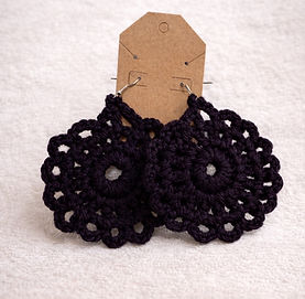 Black Doilie Crochet Earrings