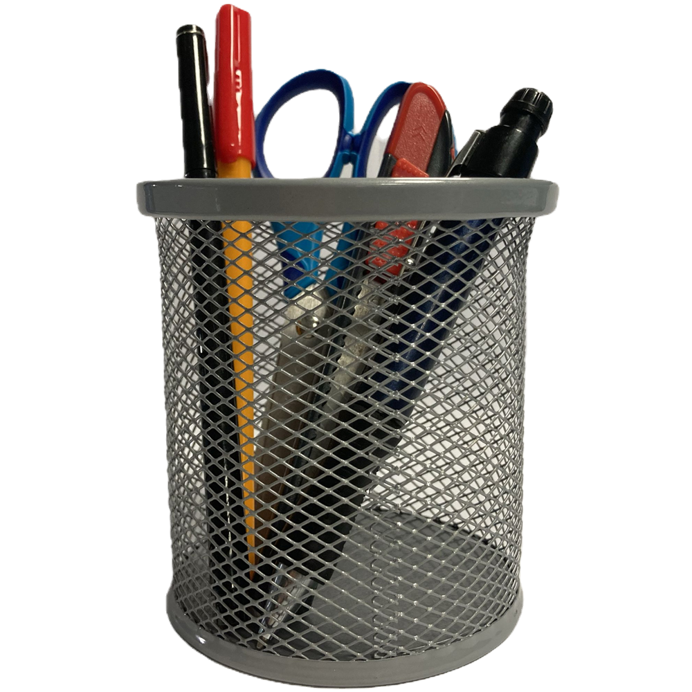 Bafix Kalemlik Metal Perforeli Silindir Silver