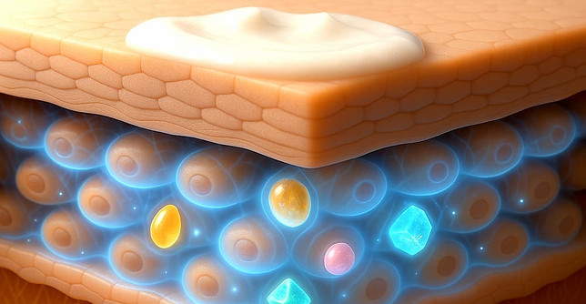 rappresentazione dell'attivazione della pelle con cosmetici specifici