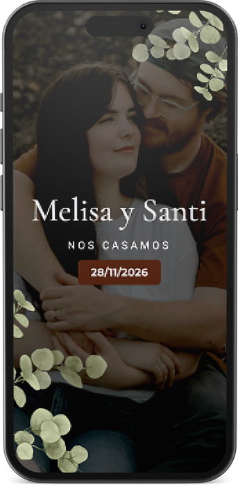 Plantilla de invitación digital para boda en INVITADATE  con diseño responsivo, portada animada y secciones completas.