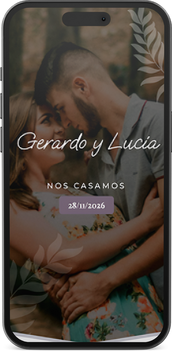 Plantilla de invitación digital para boda con secciones interactivas RSVP video