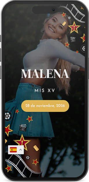 invitación digital moderna para quinceañera con mapa, confirmación y galería de recuerdos multiples funsiones