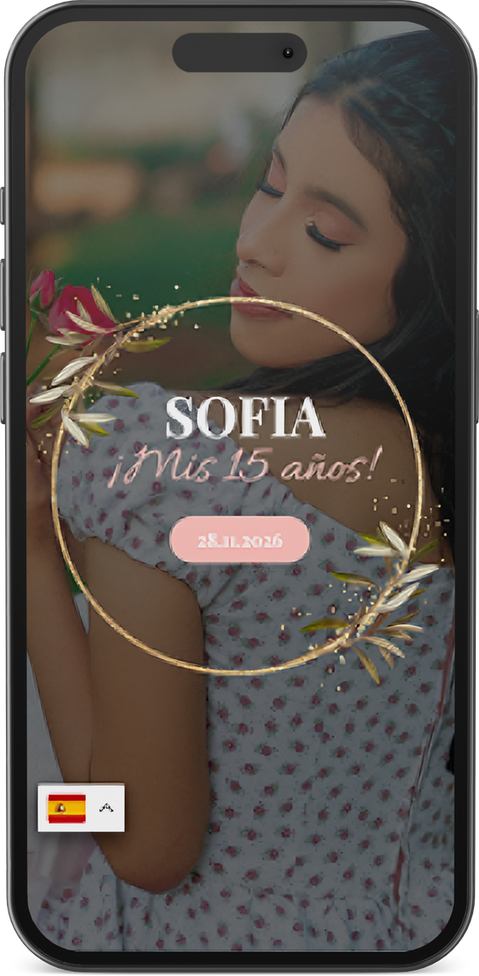 invitación web de quince años con contador regresivo, mapa y acceso al álbum de recuerdos