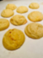 Almond cookies on a baking sheet