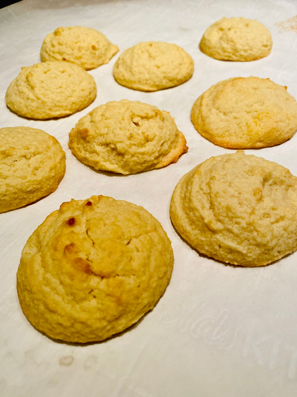 Almond cookies on a baking sheet
