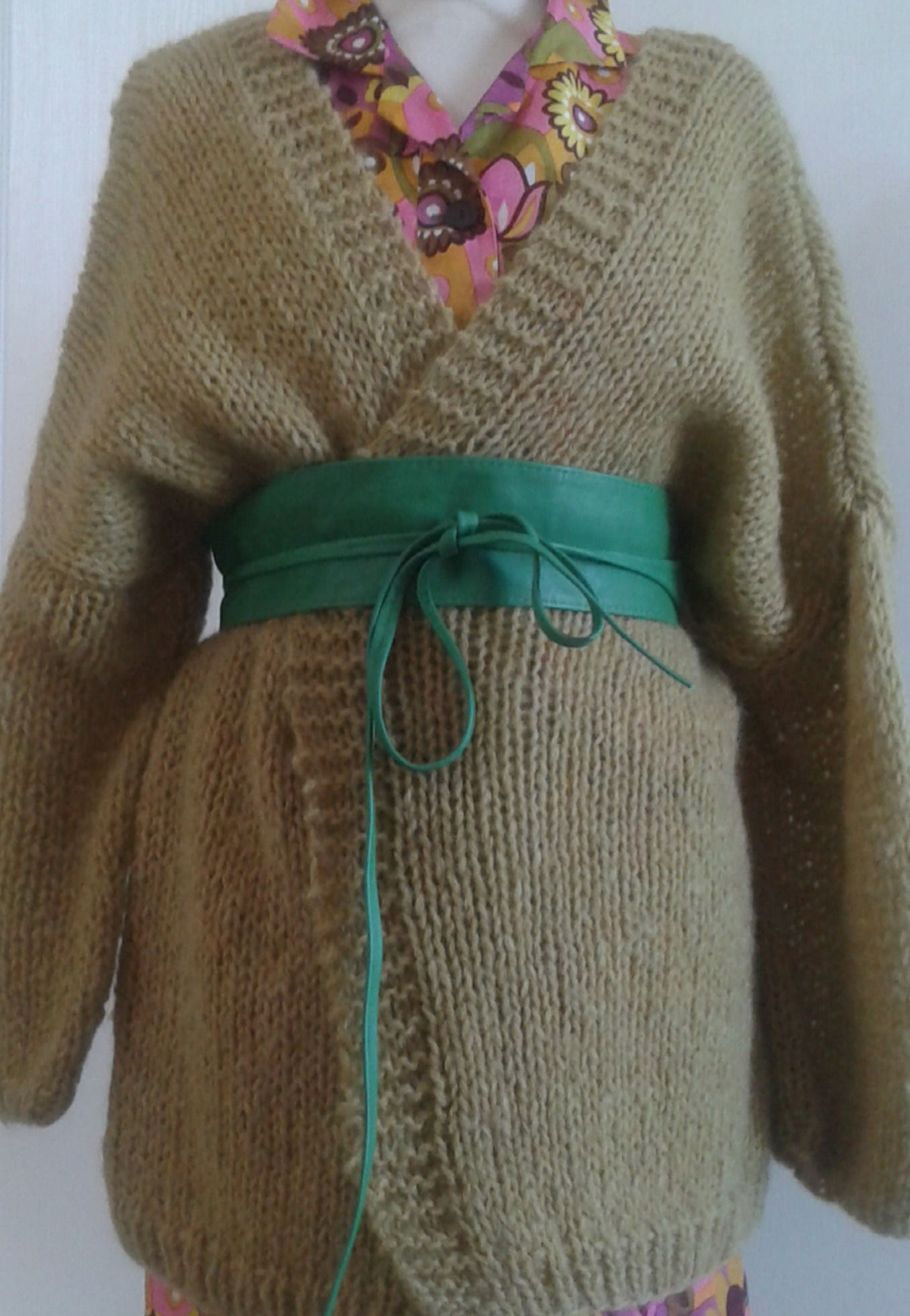 Kimono en Laine artisanale du Poitou vert amande