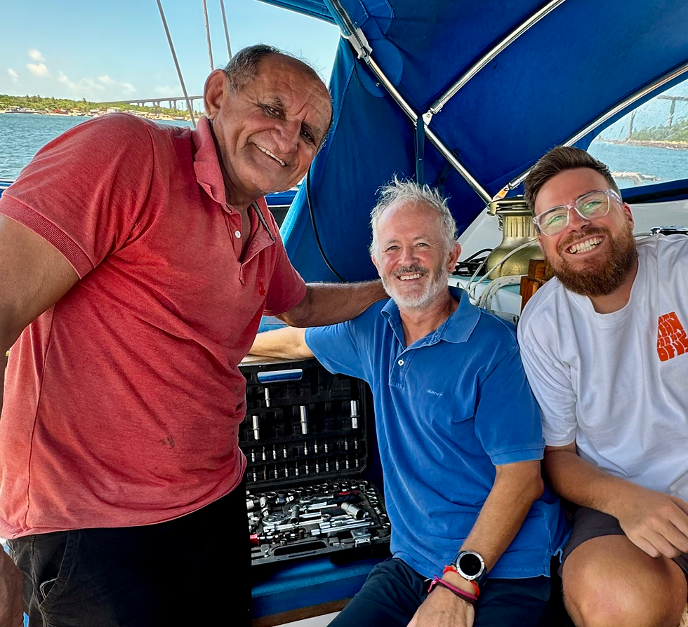 Celebrating the fixed engine (Martim, Charlie & Jem)