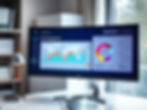 A close-up, photorealistic shot of a high-resolution curved monitor in a sleek home office