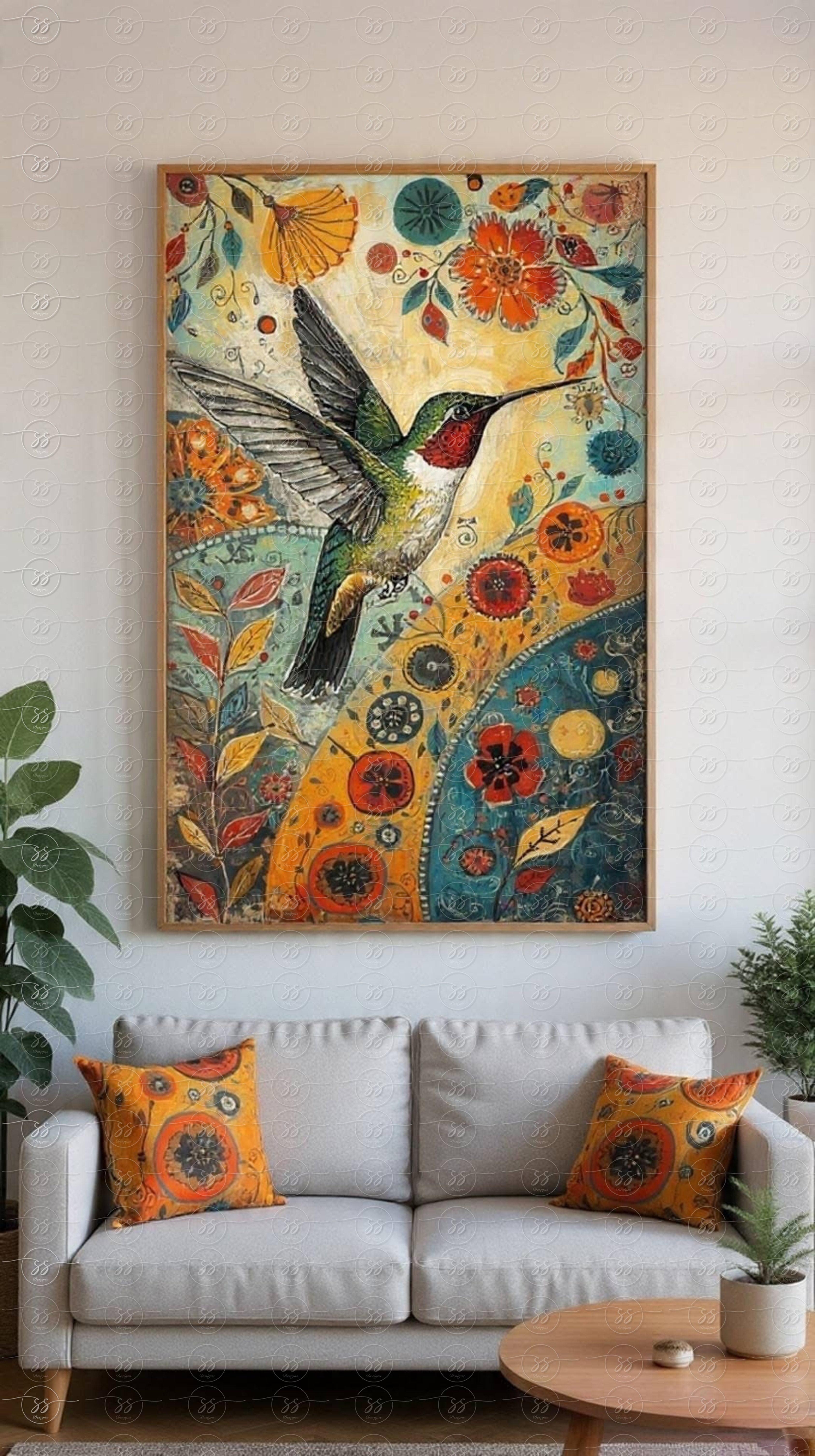 Golden Reverie - Hummingbird Canvas