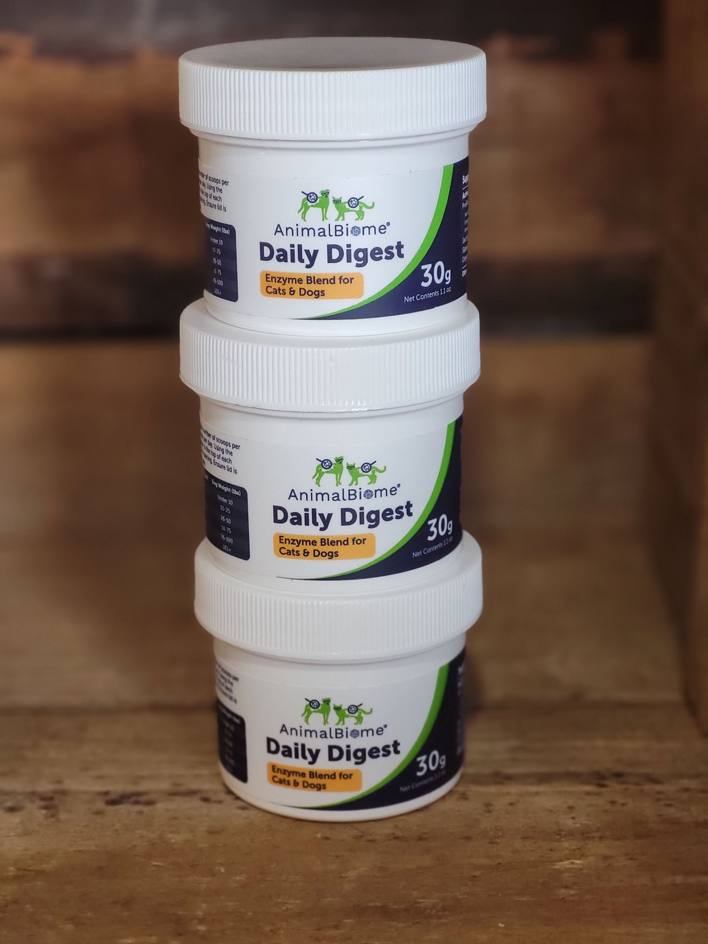 3 containers of animal biome daily digest digestive enzyme