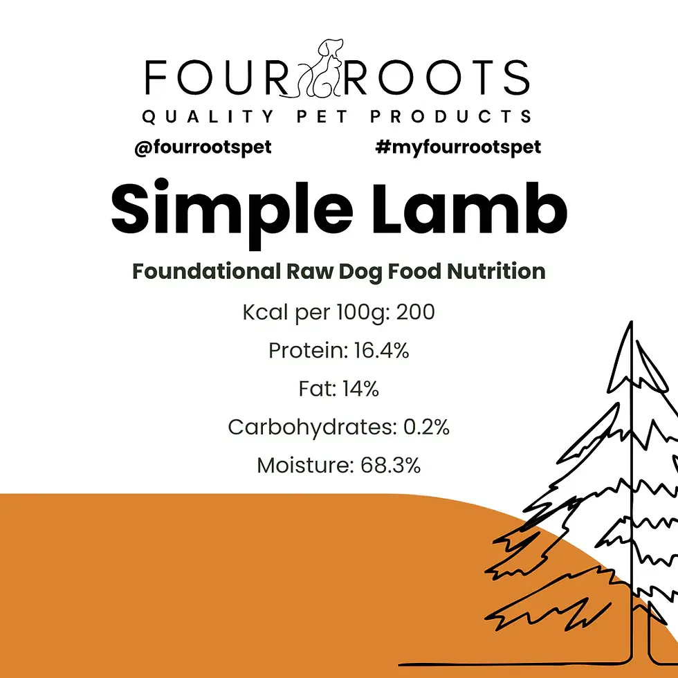 photo of nutritional panetl for Four Roots Simple Lamb Formula