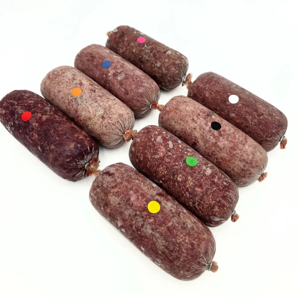 photo of 8 different protein in the four roots 40 lb. variety box