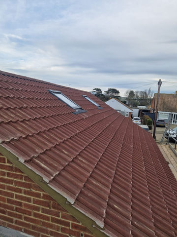 Completed roof renovation in Westgate with new Marley Double Roman tiles.
