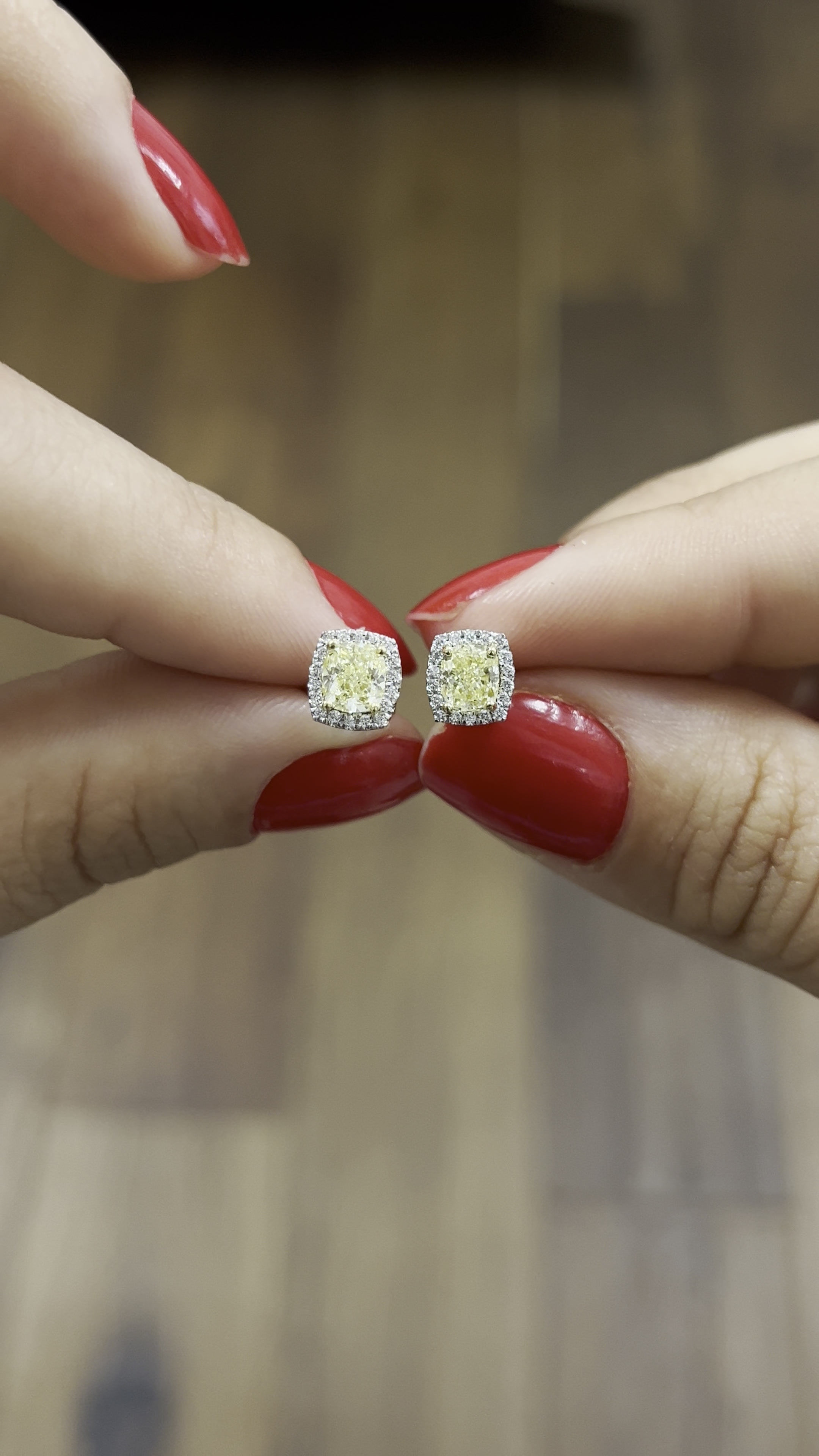 1.24ct Yellow Cushion Earrings