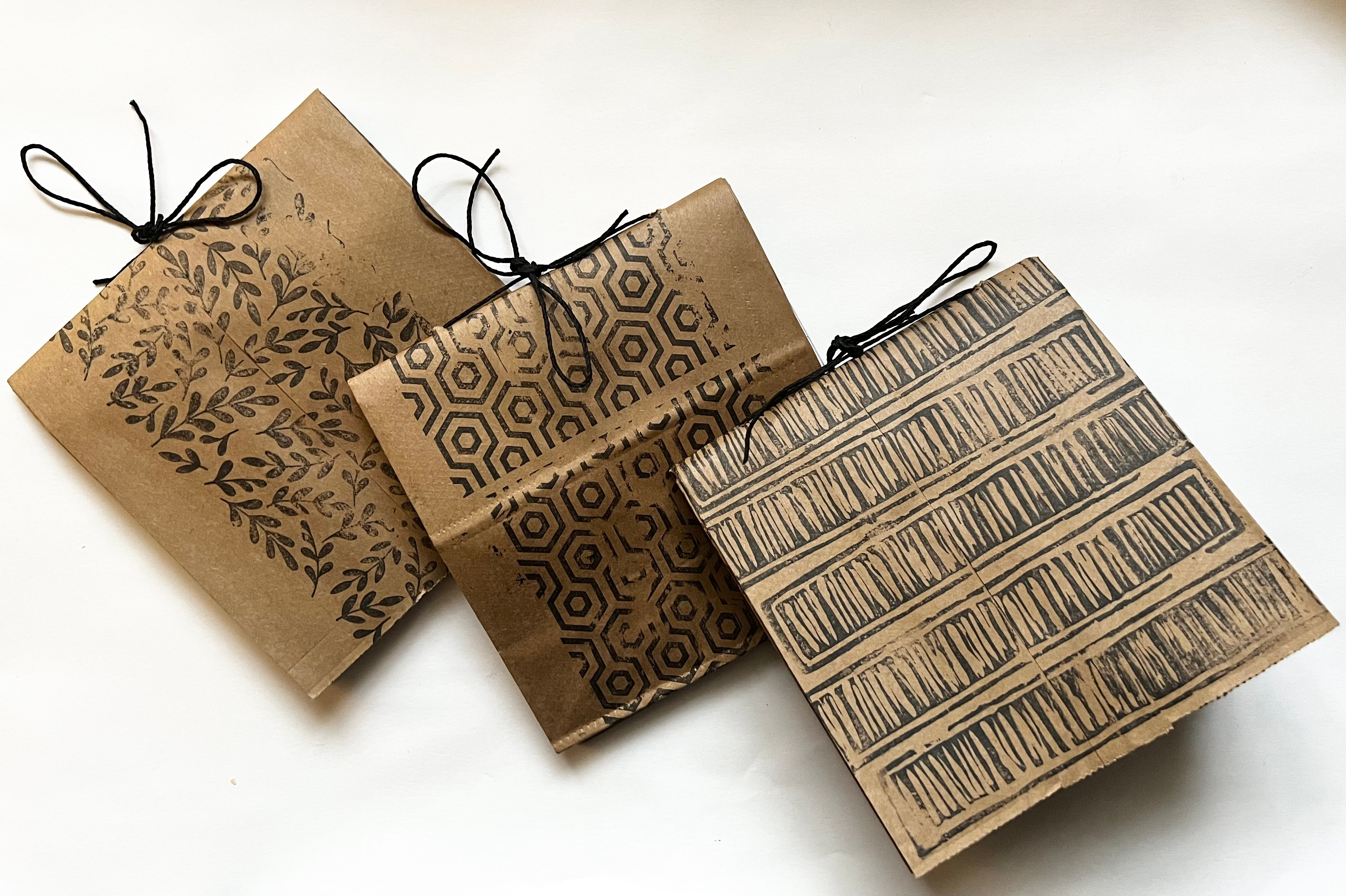 Hand Stamped Paper Bag Journal 