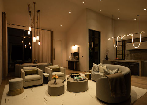 Lutron dimmer switch controlling ambient light in a luxury home