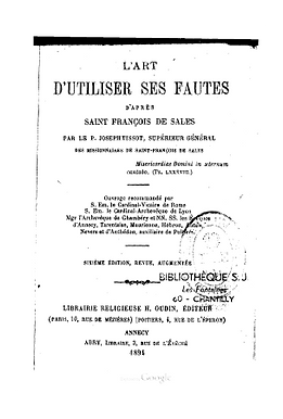 L'art d'utiliser ses fautes d'après Saint François de Sales