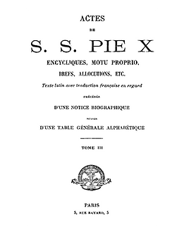 Actes de S. S. Pie X - Tome 3