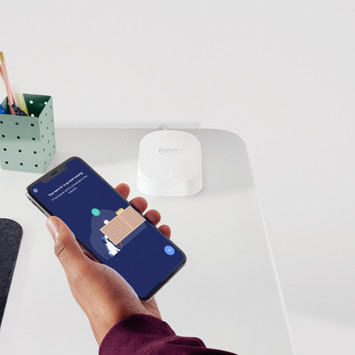 User setting up Eero system through smartphone app